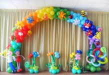 Оформление зала воздушными шарами