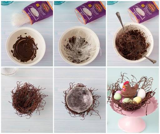 <br />
Пасхальный декор: как приготовить шоколадное гнездо для кулича                