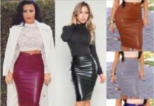 Кожаная юбка-карандаш :утонченность и сексапильность