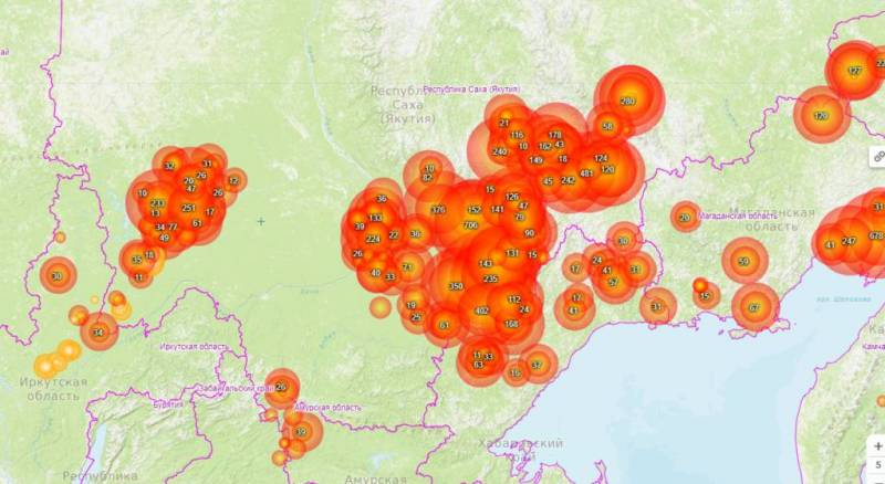 <br />
Площадь лесных пожаров в Якутии достигла 6,6 млн га                
