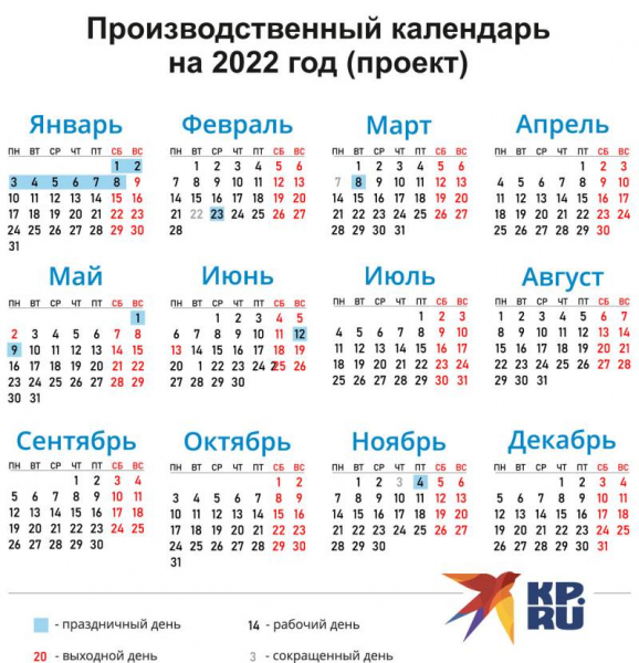 <br />
Россиян в 2022 году ждут длинные новогодние каникулы: календарь с переносами                