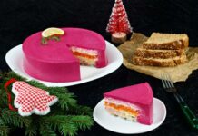 Новое оформление классического новогоднего салата: торт «сельдь под шубой» и оригинальные роллы
