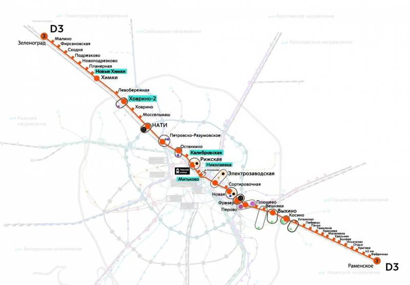<br />
Сроки запуска МЦД-3 могут поменяться, предварительная схема линии наземного метро                