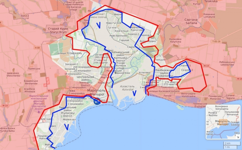 Мариуполь сегодня, последние новости сейчас на 4 апреля 2022: обстановка в Азовстале сейчас, обзор боев в Мариуполе. Карта боевых действий на 04.04.2022