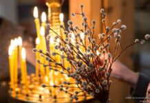 Смотреть онлайн службу Всенощное бдение в канун Вербного воскресенья 16.04.2022 года